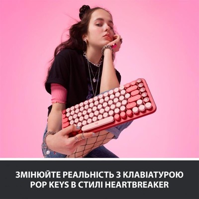 Logitech POP Keys Wireless Mechanical Keyboard UA Heartbreaker Rose (920-010737)