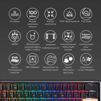 Ducky One 3 Mini RGB Cherry MX Brown (DKON2161ST-BUAPXCLAWSC1) Black