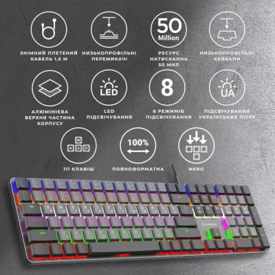 GamePro MK145R Red Swich Low Profile USB Dark Gray