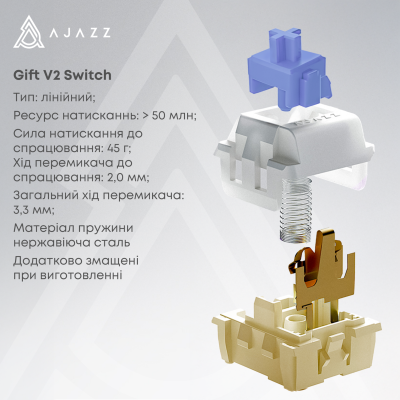Ajazz AK980 V2 Gift Switch V2 Wireless/Bluetooth/USB White-Blue (AK980-V2-G-PWB)