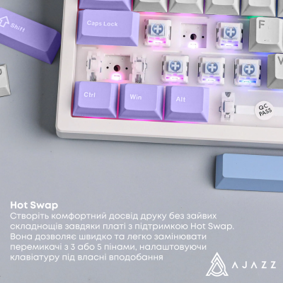 Ajazz AK980 V2 Gift Switch V2 Wireless/Bluetooth/USB White-Blue (AK980-V2-G-PWB)