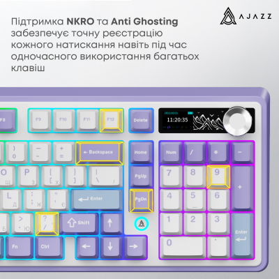 Ajazz AK980 V2 Gift Switch V2 Wireless/Bluetooth/USB White-Blue (AK980-V2-G-PWB)