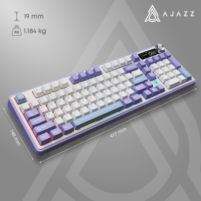 Ajazz AK980 V2 Gift Switch V2 Wireless/Bluetooth/USB White-Blue (AK980-V2-G-PWB)