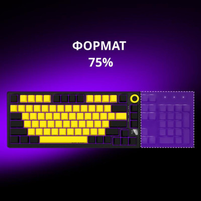 Lorgar KBP7075W Pro Black-Yellow (LRG-KBP7075W-YL-US)