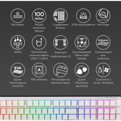 Ducky One 3 RGB Cherry MX Speed Silver (DKON2108ST-PUAPXPWWWSC1) White