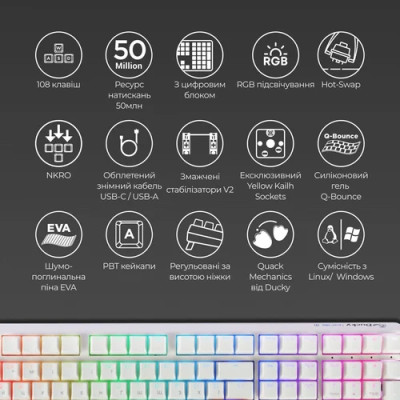 Ducky One 3 TKL RGB Cherry MX Blue (DKON2187ST-CUAPXPWWWSC1) White