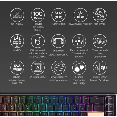 Ducky One 3 SF RGB Cherry MX Red (DKON2167ST-RUAPXCLAWSC1) Black