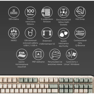 Ducky One 3 Cherry MX Red Matcha Cream (DKON2108-RUAPXМAEGGC1)