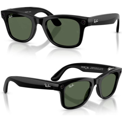 Ray-Ban Meta Wayfarer Gen 2 Large Shiny Black Frame / G-15 Green Lenses (RW4012 601/71 53-22)