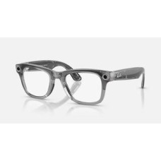 Ray-Ban Meta Wayfarer Gen2 Standard Shiny Transparent Grey Frame/Clear Sapphire Lenses (RW4012 6840MF 50-22)
