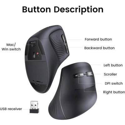 UGREEN MU008 Vertical Ergonomic Black (25444)