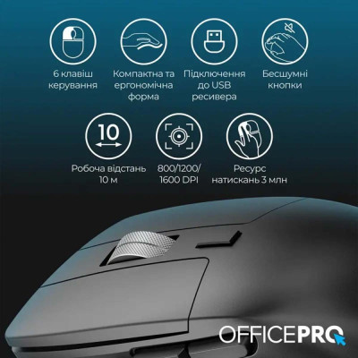 OfficePro M395B Silent Click Ergonomic Wireless Black (M395B)