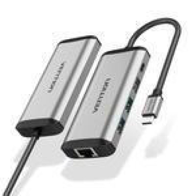 Vention 5-in-1 USB-C to USB3.0x3/RJ-45/PD Black (TGDHB)