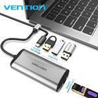 Vention 5-in-1 USB-C to USB3.0x3/RJ-45/PD Black (TGDHB)