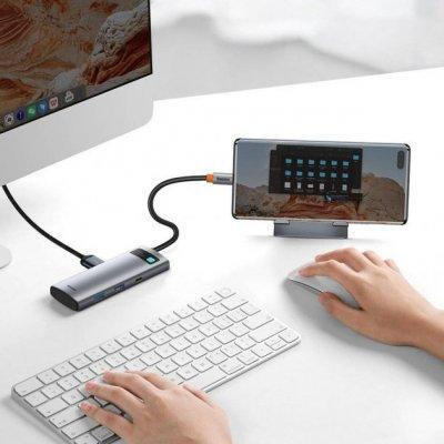 Baseus Metal Gleam Series 7-in-1 Multifunctional Type-C HUB Gray (WKWG020113)