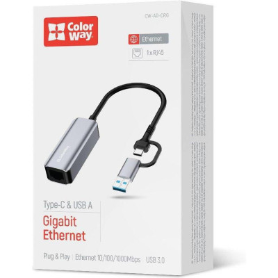 ColorWay USB-A/USB-С 3.0 - RJ45 Gigabit Ethernet (CW-AD-CRG)