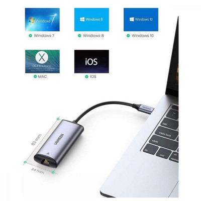 UGREEN CM275 USB-C to 2.5 Gigabit Ethernet Adapter Grey (70446)