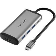Vention Type-C to HDMI/USB3.0х3/PD 0.15m Gray (CNBHB)