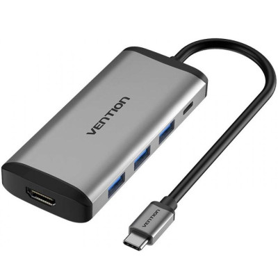 Vention Type-C to HDMI/USB3.0х3/PD 0.15m Gray (CNBHB)