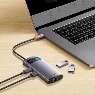 Baseus Metal Gleam Series 4-in-1 Multifunctional Type-C Hub Gray (WKWG070113)