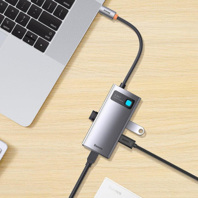 Baseus Metal Gleam Series 4-in-1 Multifunctional Type-C Hub Gray (WKWG070113)