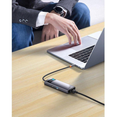 Baseus Metal Gleam Series 4-in-1 Multifunctional Type-C Hub Gray (WKWG070113)
