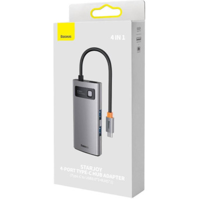 Baseus Metal Gleam Series 4-in-1 Multifunctional Type-C Hub Gray (WKWG070113)