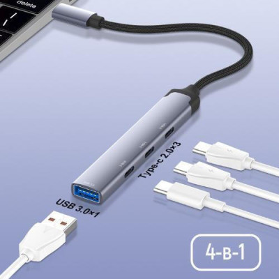 ColorWay USB-C 4-in-1 USB-C2.0х3/USB3.0 (CW-HUB07)