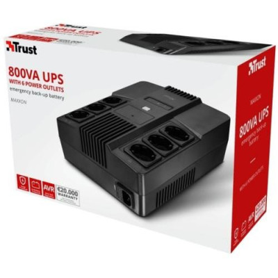 Trust Maxxon 800VA UPS with 6 standard wall power outlets BLACK 23326