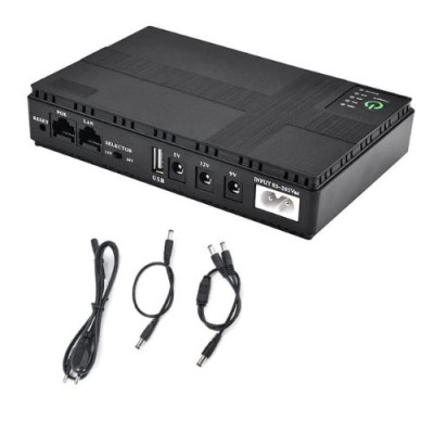 Yepo Mini Smart Portable UPS 10400 mAh (36WH) DC 5V/9V/12V (UA-102822_Black)