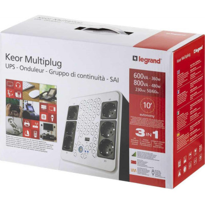 Legrand KEOR MULTIPLUG 600ВА/360Вт, 4+2 хSchuko (310081)