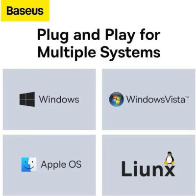 Baseus Lite Series 6-Port USB-A HUB Black (WKQX050001)