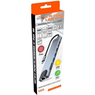 Media-Tech Hub 8 in 1 100W Gray (MT5046)