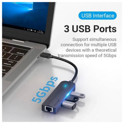Vention Hub USB 3.1 Type-C Multi-Function 5 in 1 Black (TGPBB)