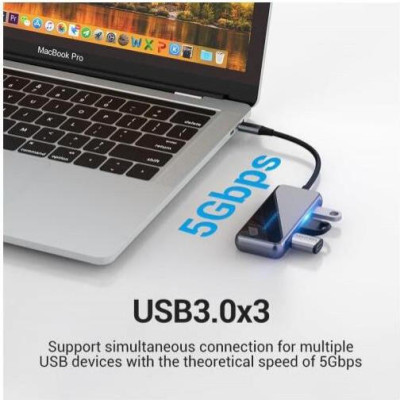 Vention 6-in-1 USB-C to HDMI/USB3.0x3/RJ-45/PD (TFFHB)