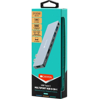 Canyon Docking Station with 8 port, 1*Type C PD100W+2*Type-C (CNS-TDS08DG)