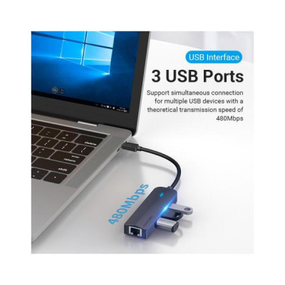 Vention Hub USB 3.1 Type-C 3-Port 0.15m Black (TGOBB)