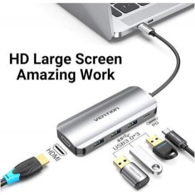 Vention 5-in-1 USB-C to HDMI/USB3.0x3/PD (THFHB)