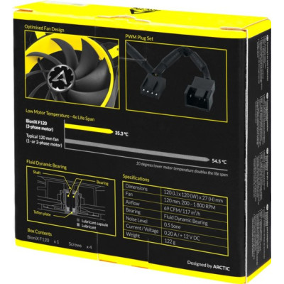 Arctic BioniX F120 Yellow (ACFAN00094A)