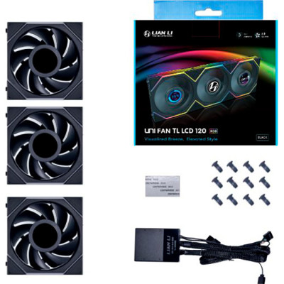 Lian Li Uni Fan TL LCD 120 Black 3-Pack (G99.12TLLCD3B.00)