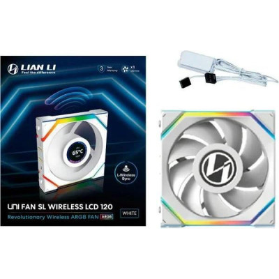 Lian Li Uni Fan SL Wireless LCD 120 Reverse Blade White (G99.12RSLLCD1W1W.00)