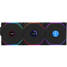 LIAN LI Uni Fan TL Wireless LCD 120 w/controller Black 3-Pack (G99.12TLLCD1W3B.00)