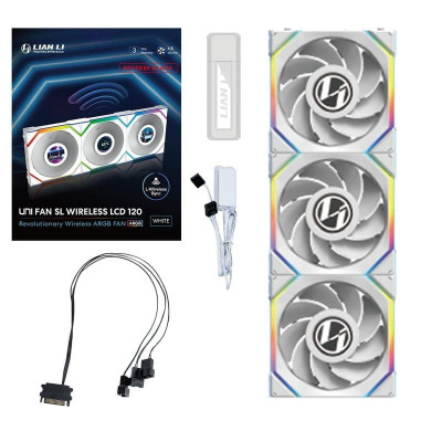 Lian Li Uni Fan SL Wireless LCD 120-3 Reverse White (G99.12RSLLCD1W3W.00)