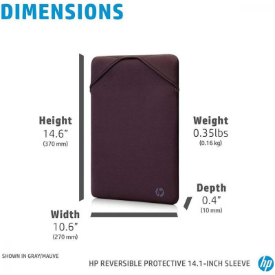 HP 15.6 Reversible Protective Grey/Mauve Sleeve (2F1W8AA)