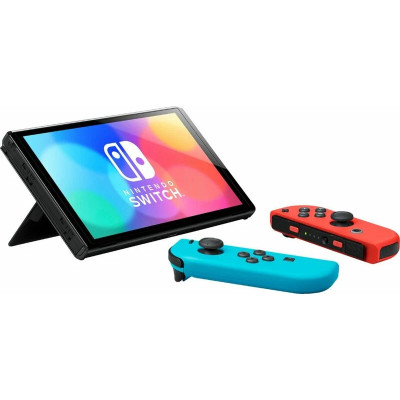 Nintendo Switch OLED with Neon Blue and Neon Red Joy-Con (045496453442)
