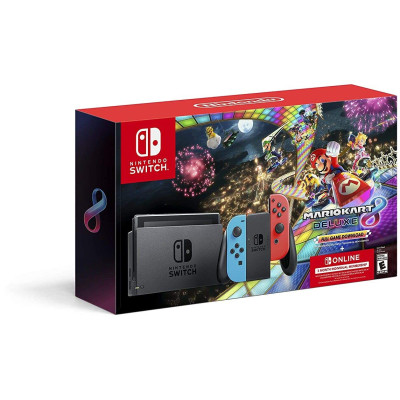 NINTENDO SWITCH NEON BLUE / NEON RED JOY-CON + MARIO KART 8 DELUXE