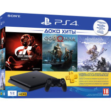 Sony Playstation 4 Slim 1TB Black Gran Turismo Sport+God of War+Horizon Zero Dawn+PSPlus 3? (9785316) (CU