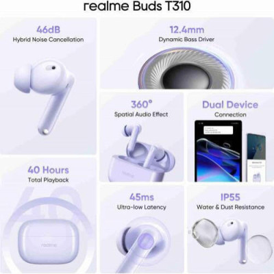 TWS realme Buds T310 Monet Purple