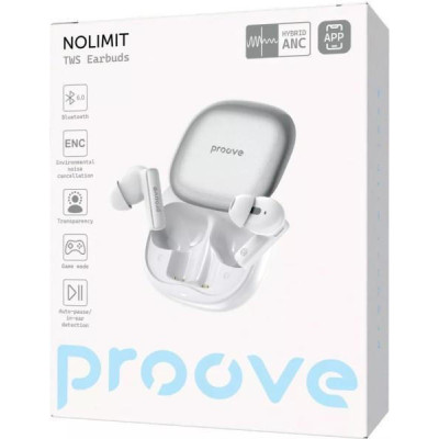 Proove NoLimit TWS with Hybrid ANC (APP) White/Silver (TWNL0001AP26)