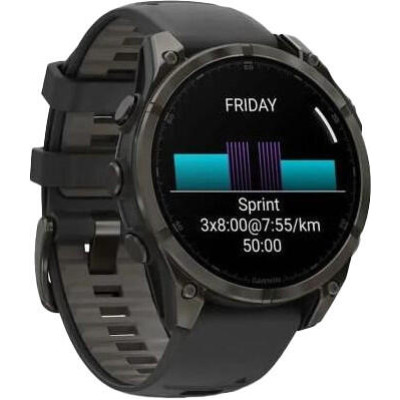 Garmin Fenix 8 43mm AMOLED Sapphire Carbon Gray DLC Tit. w. Black/Pebble Gray S. Band (010-02903-20/21)